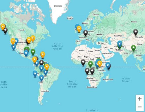 A map showing TNC's priorities around the globe.